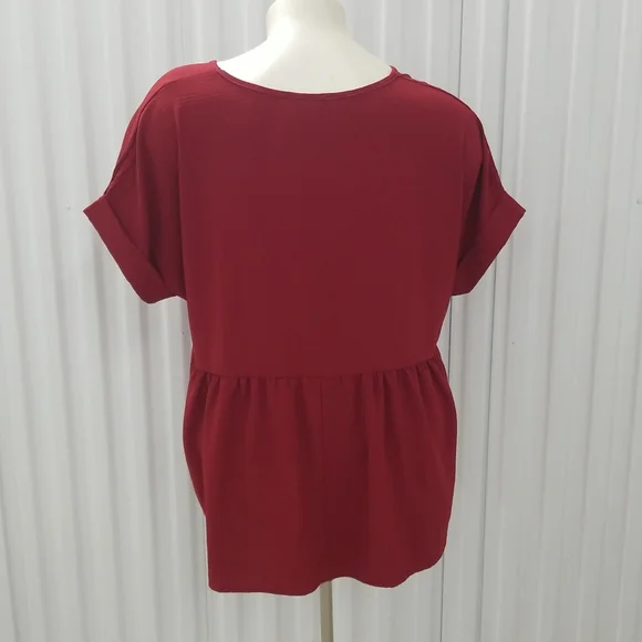Brick Red Entro Vneck Tunic Peplum top - Picture 2 of 6
